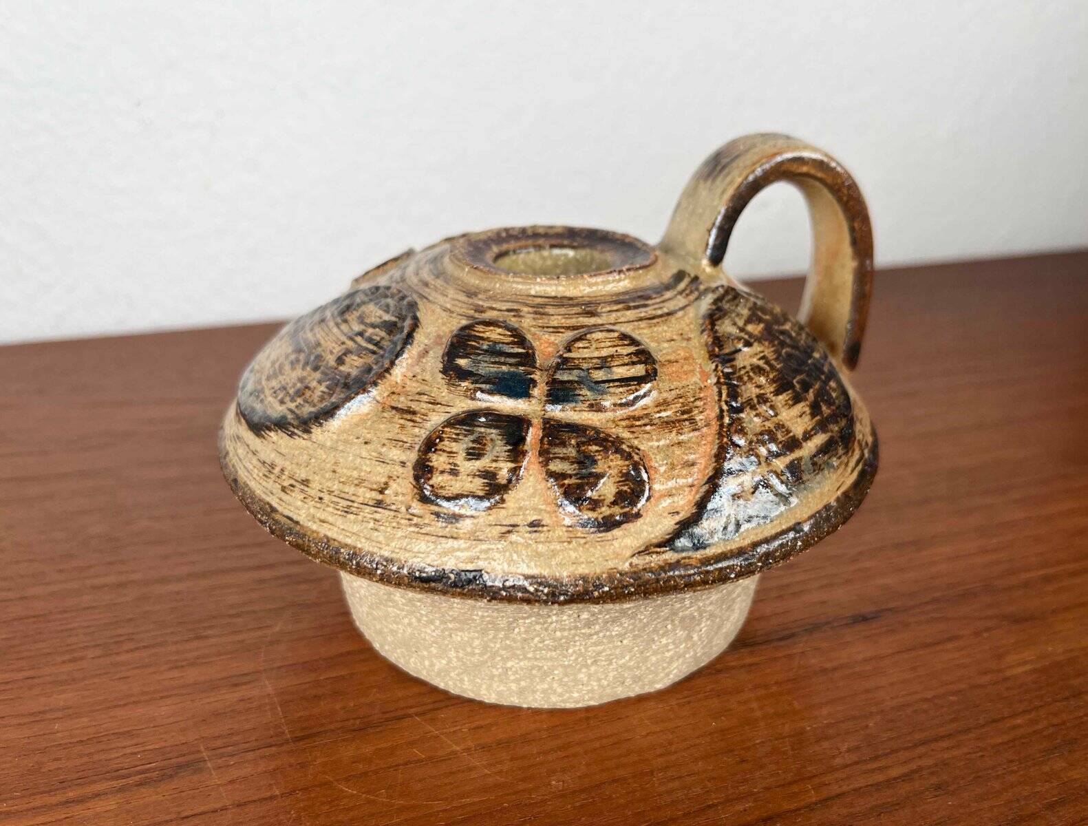 Mushroom-shaped ceramic candlestick from mid-century by Haico Nitzsche for Søholm, 1960s.