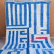 Moroccan Berber blessed ouarain rug modern blue and white