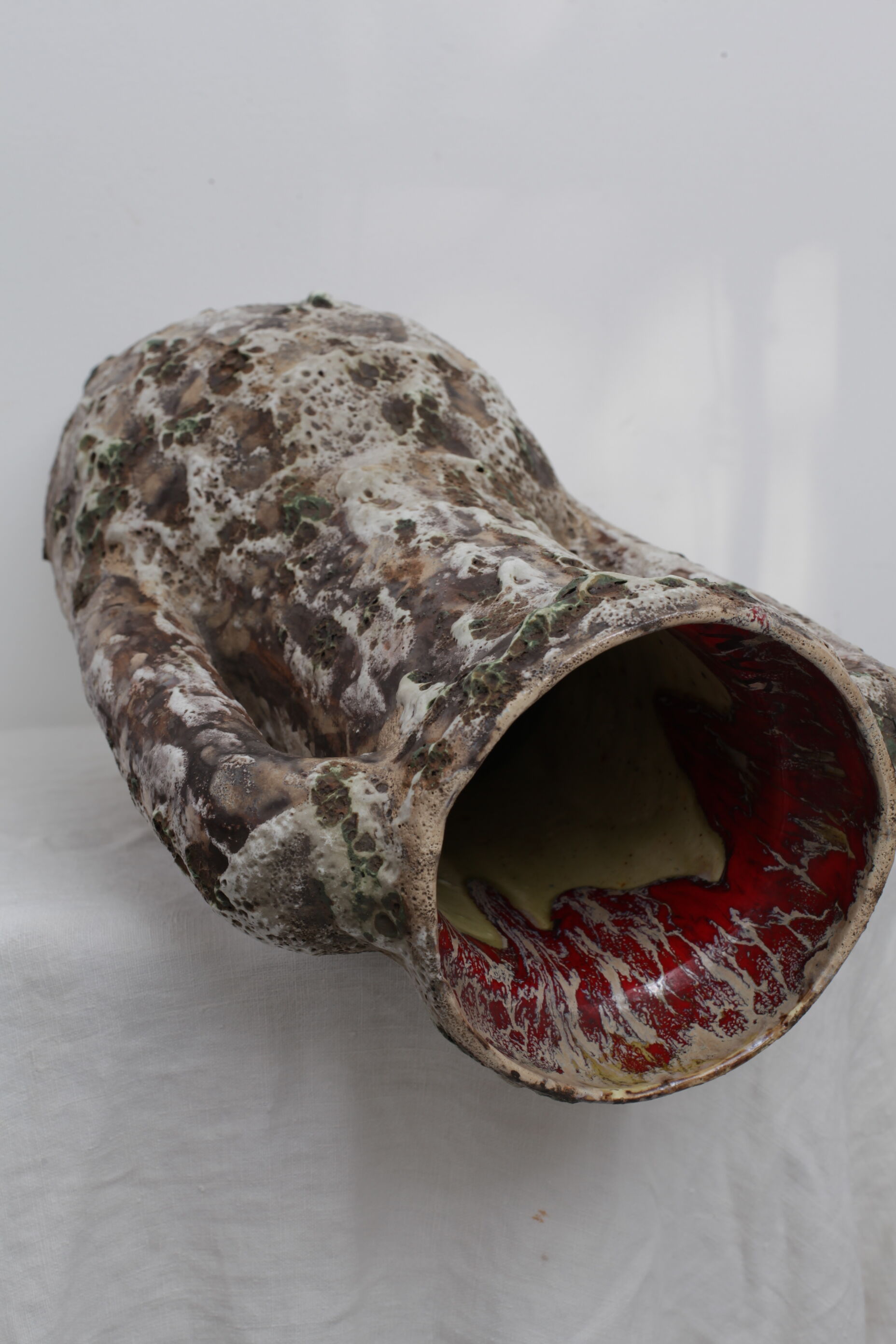 Enamelled ceramic amphora vase