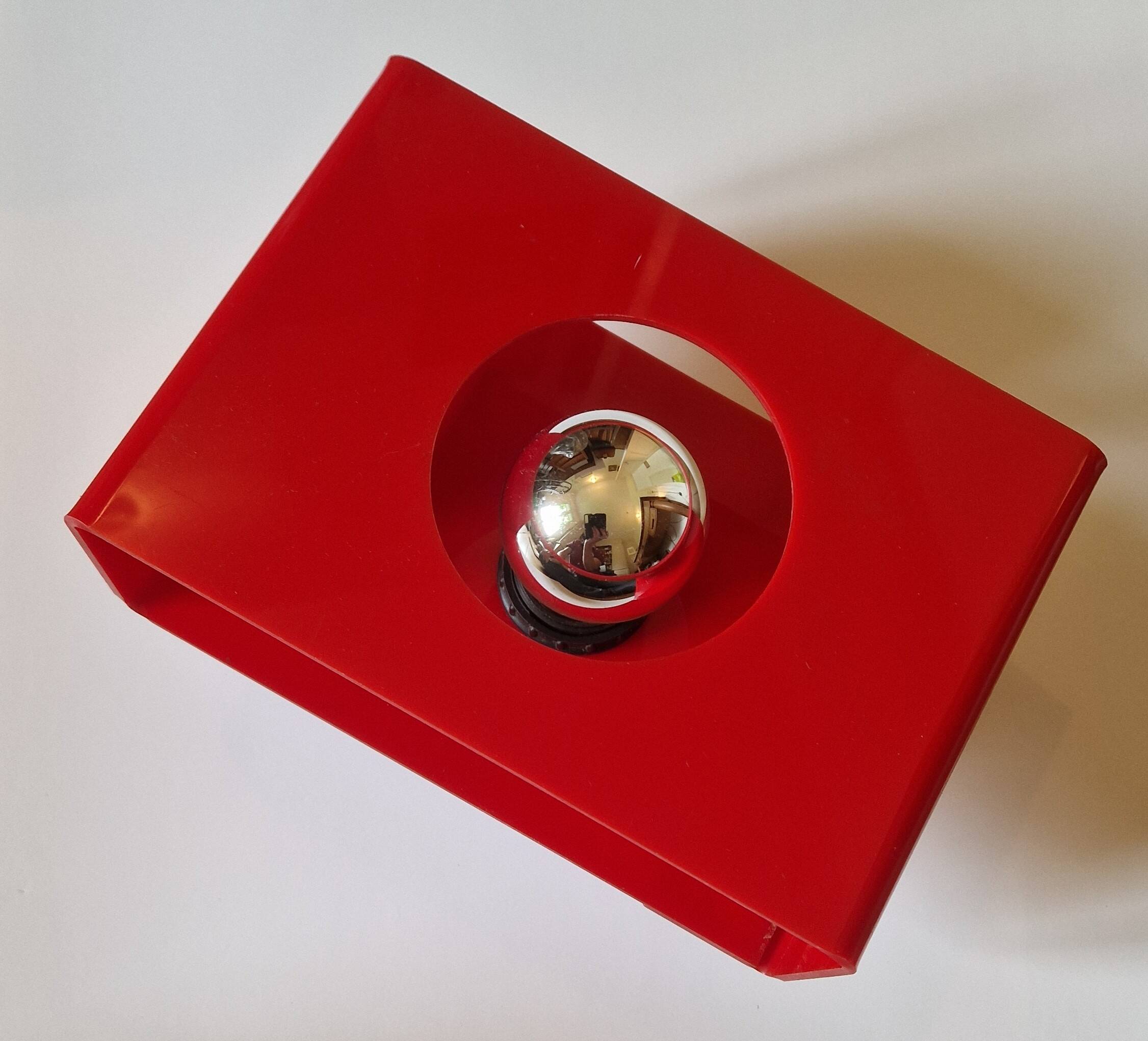 Vintage red disco wall light 1970 Jocelyne Trocmé