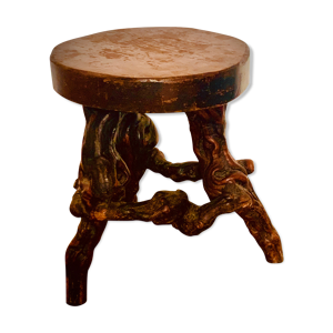 Tabouret brutaliste ancien tripode