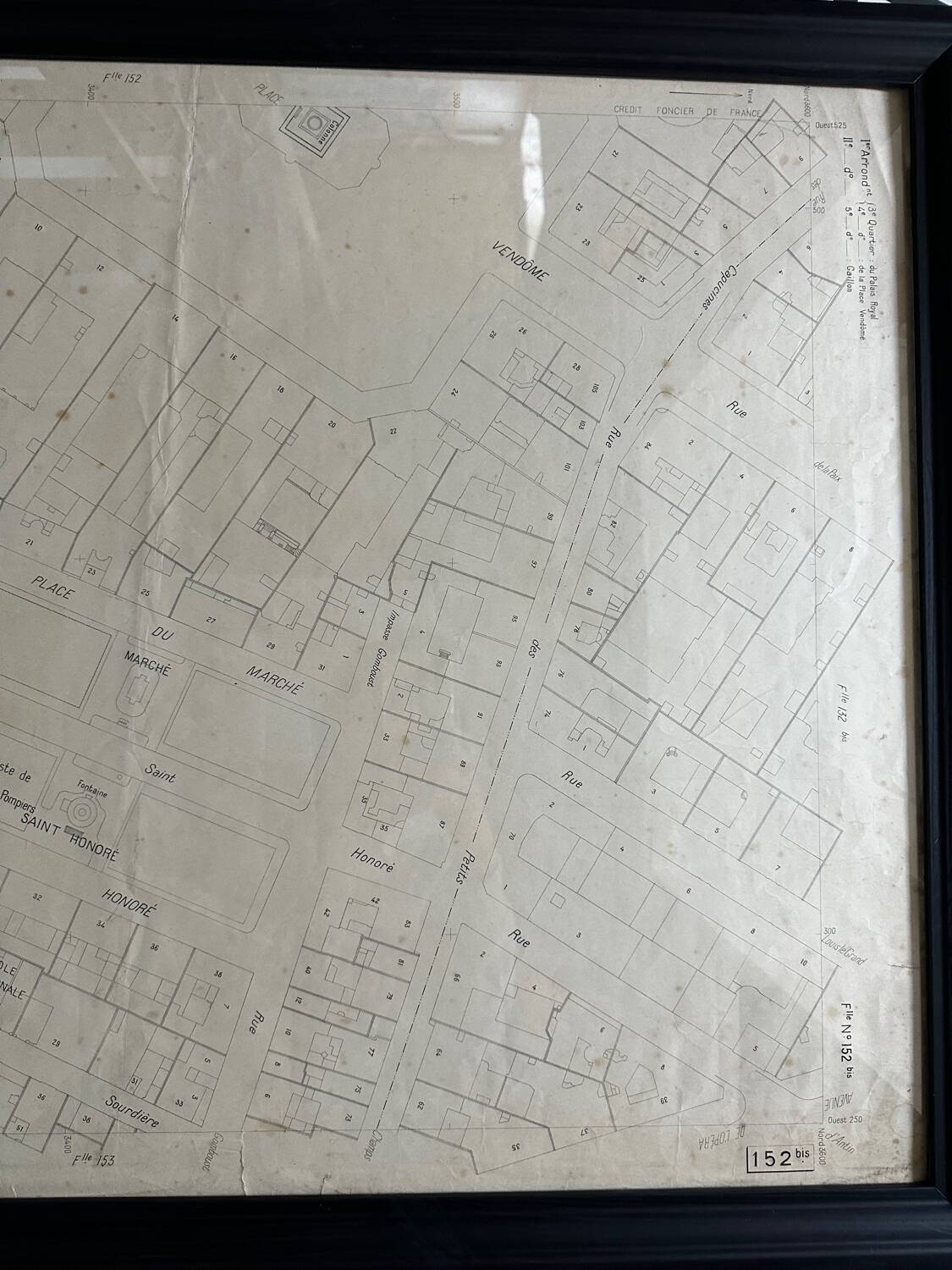 Poster large old map of paris 1739