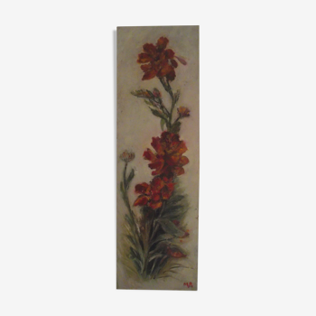 Oil on isorel panel "flower bouquet