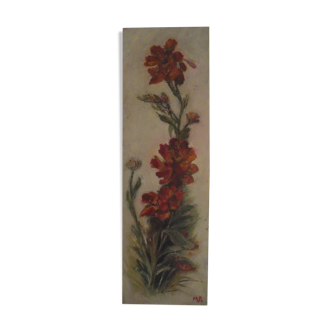 Oil on isorel panel "flower bouquet