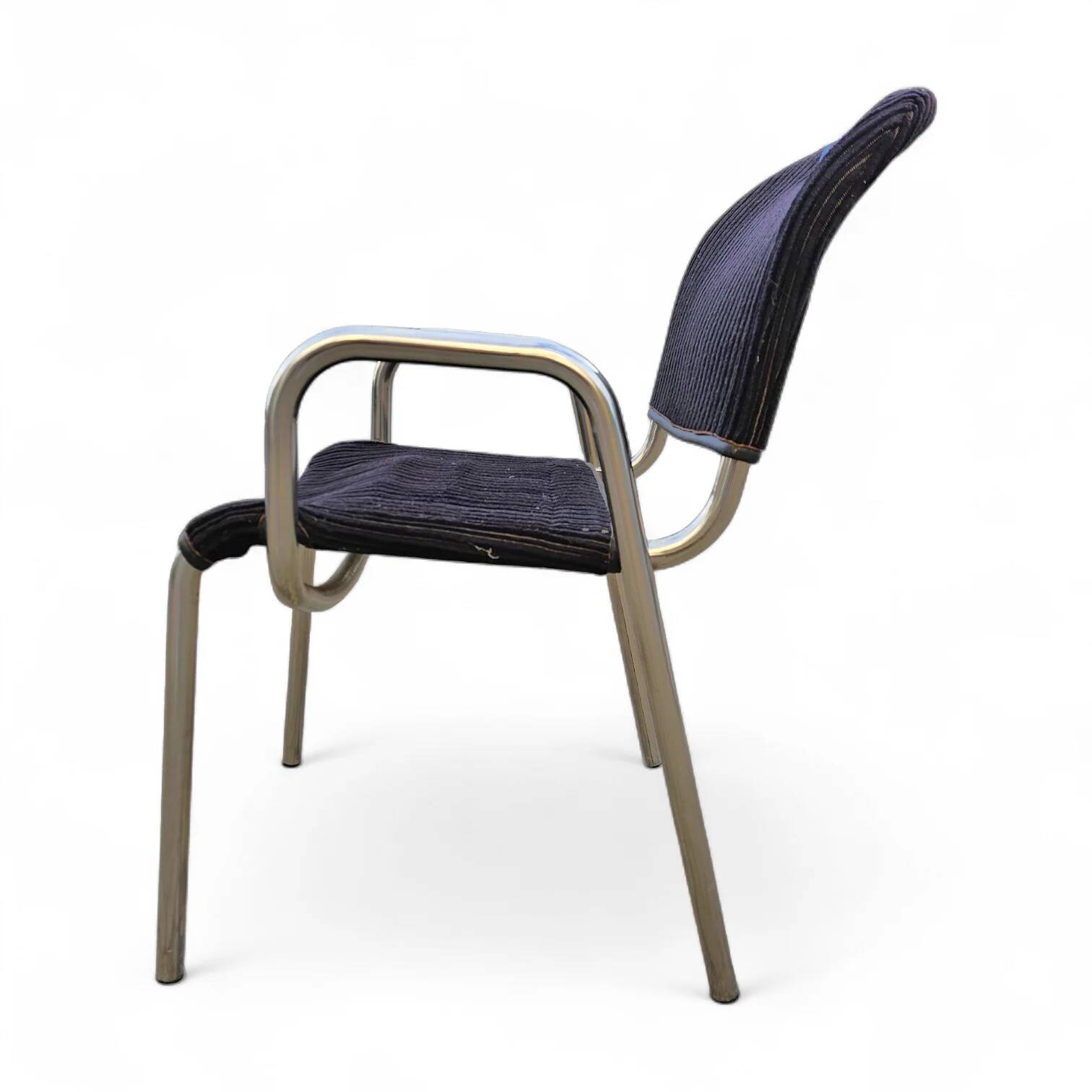 4 chaises de salle à manger en tissu noir Castiglietta par Castiglioni pour Zanotta / Italie années 1960
