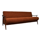 Scandinavian-style folding sofa in brown boucle fabric, 1960s