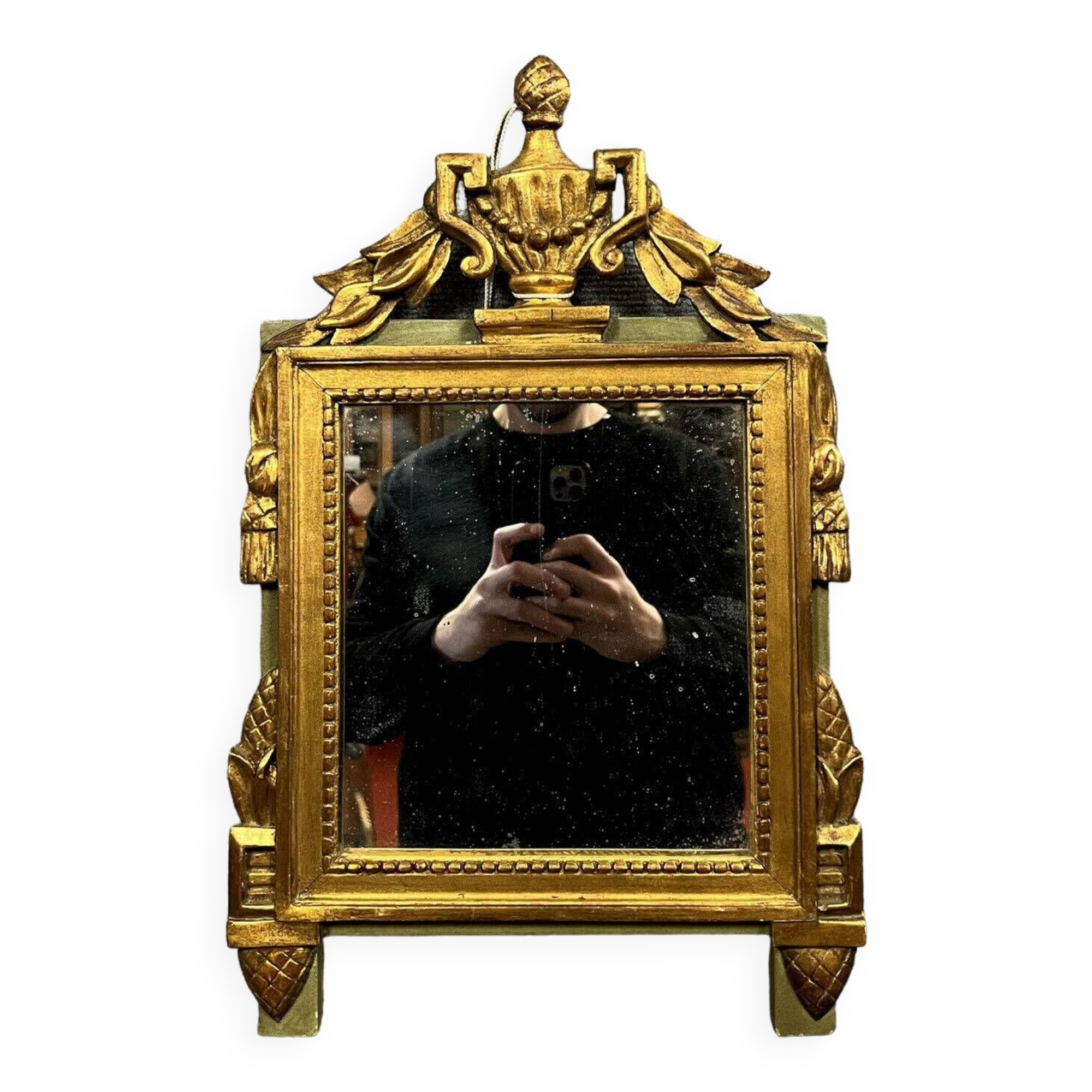 Louis XVI style mirror in gilded wood and lacquered wood circa 1900
