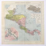 Carte Amérique Centrale vintage de 1950