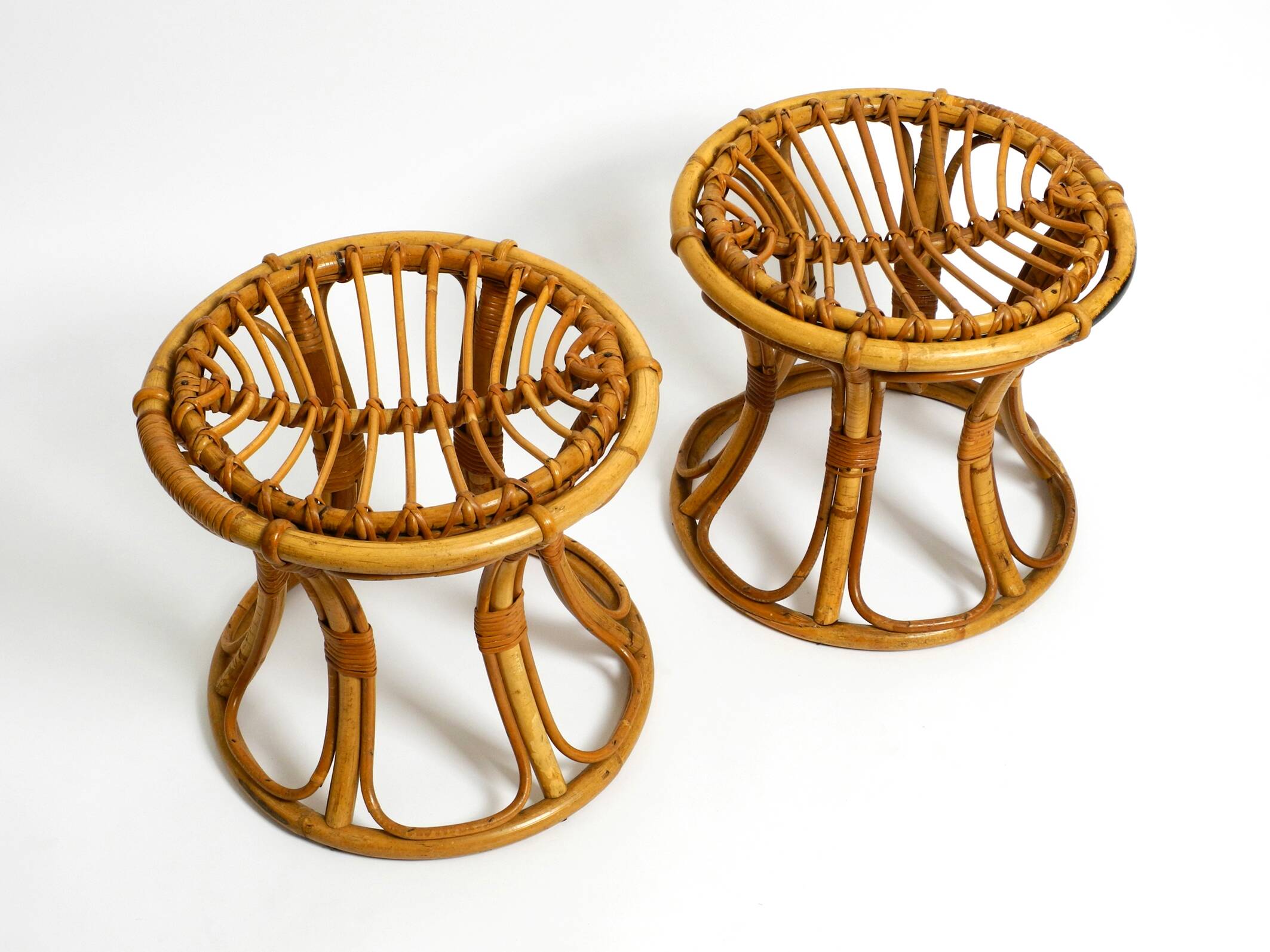 Pair of beautiful rare original 1960's Italian bamboo stools