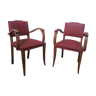 Pair of armchairs 60s design moustache bridge