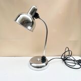 Industrial swan neck desk lamp 1950 in polished metal Bauhaus type