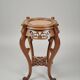 Neo-Renaissance plant stand in carved wood and pink marble