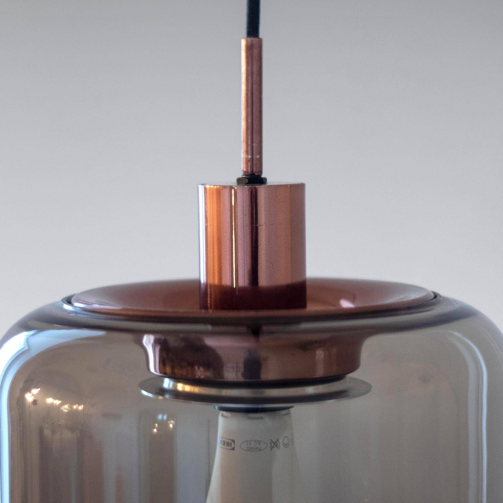 Design Italian Smoked Glass and Bronzed Pendant