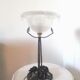 Vintage lamp frosted basin foot with floral decoration design 60s - 70s