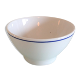 White bowl with blue border of the faienceries of Sarreguemines