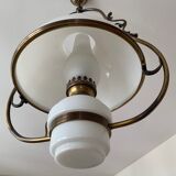 Laiton and opaline hanging lamp