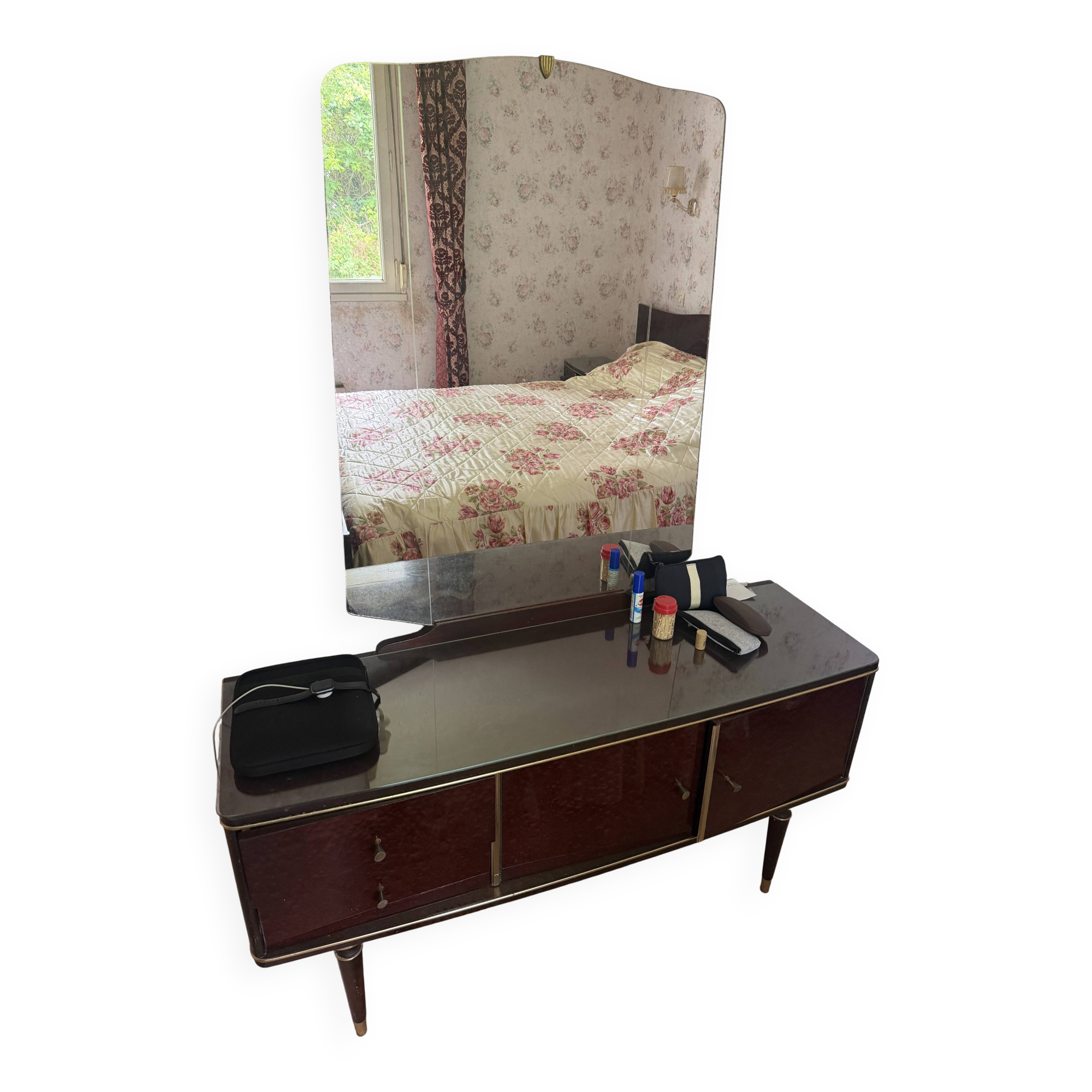 Vintage dressing table with large mirror – 1950s/60s furniture