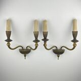 Vintage bronze wall lamps, Italy, 1950s, set of 2
