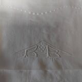 Old linen sheet, fine, embroidered with monogram BB, button closure, 72 x 7.