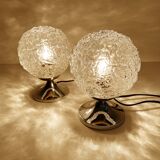 Pair of Vintage Glass Bubble Bedside Lamps
