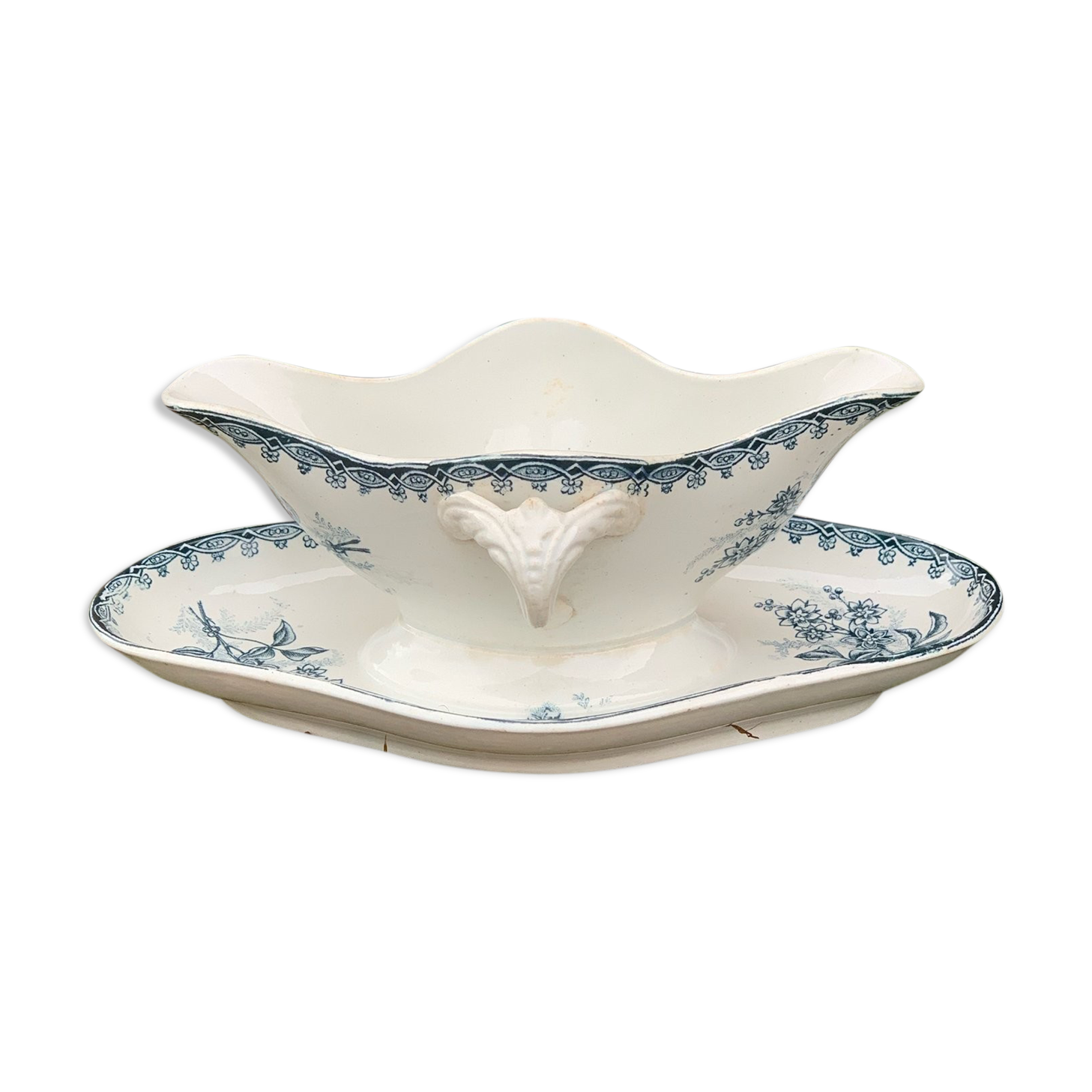 Saucière with a sticking plate earthenware iron earth the Amandinoise service Margot
