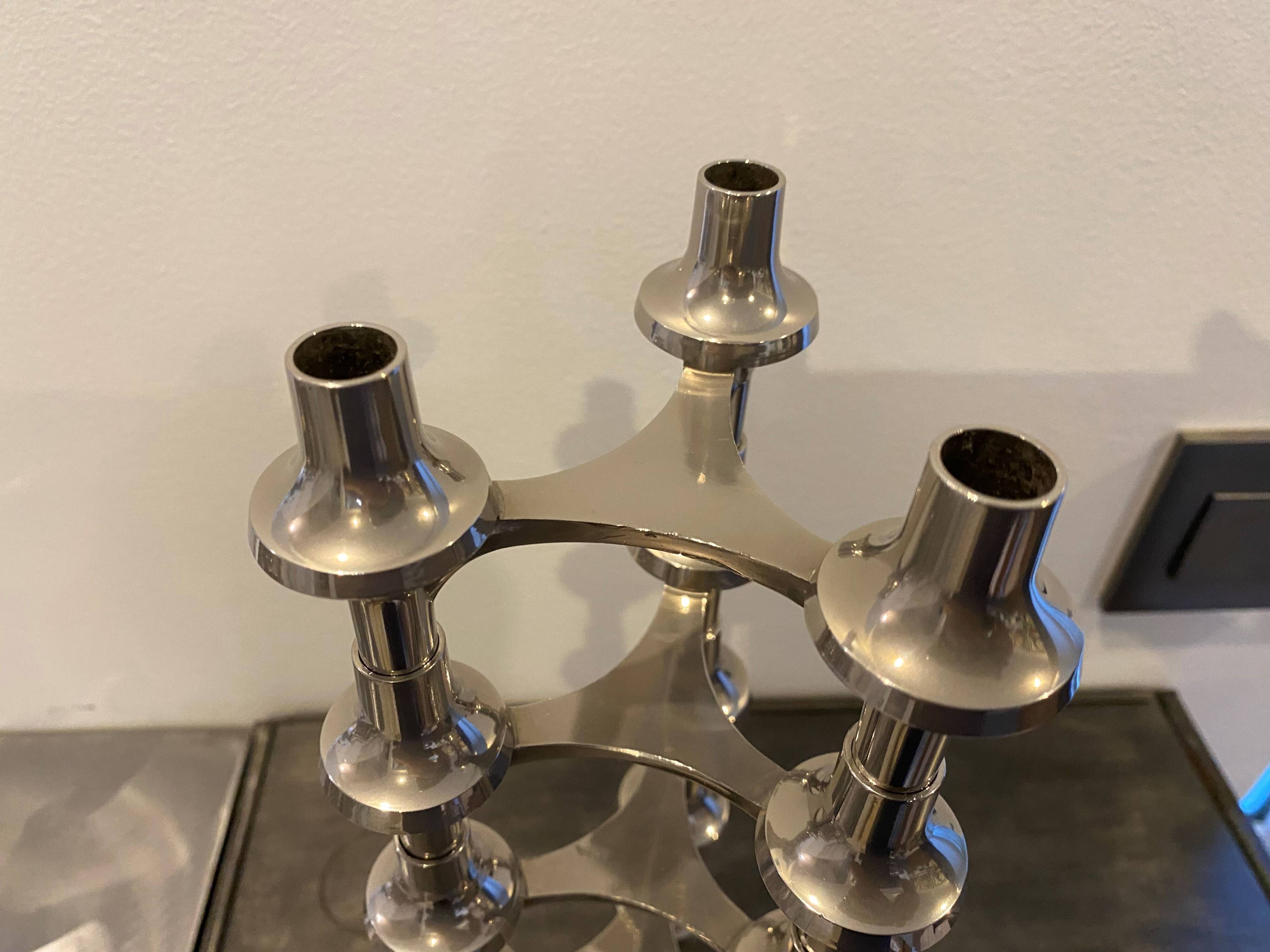 Set of 5 modular candlesticks variant NAGEL BMF vintage 1970