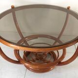 Rattan and smoked glass coffee table 1970