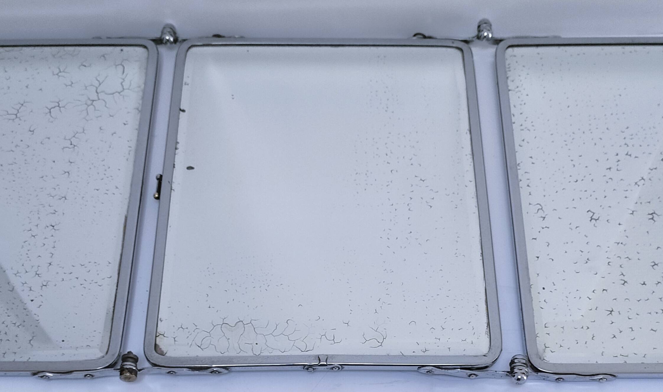 Chrome patina triptych mirror, early 20th century