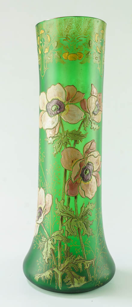 Vase Legras vert bouteille art nouveau