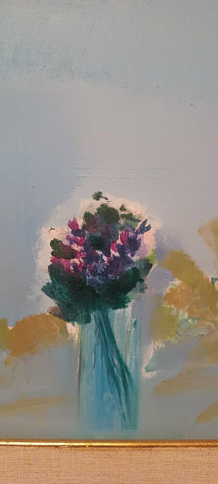Abstract painting by Renato Borsato (Venice 1927-2013) "Title Violets" 1963