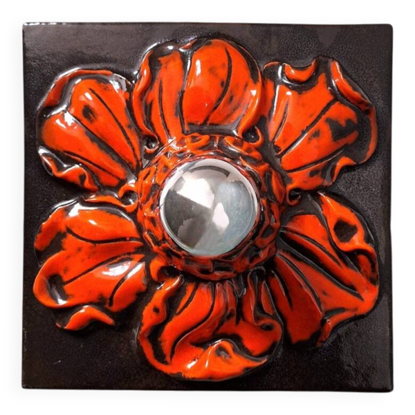 Applique murale fleur céramique, plafonnier vintage, lampe ancienne
