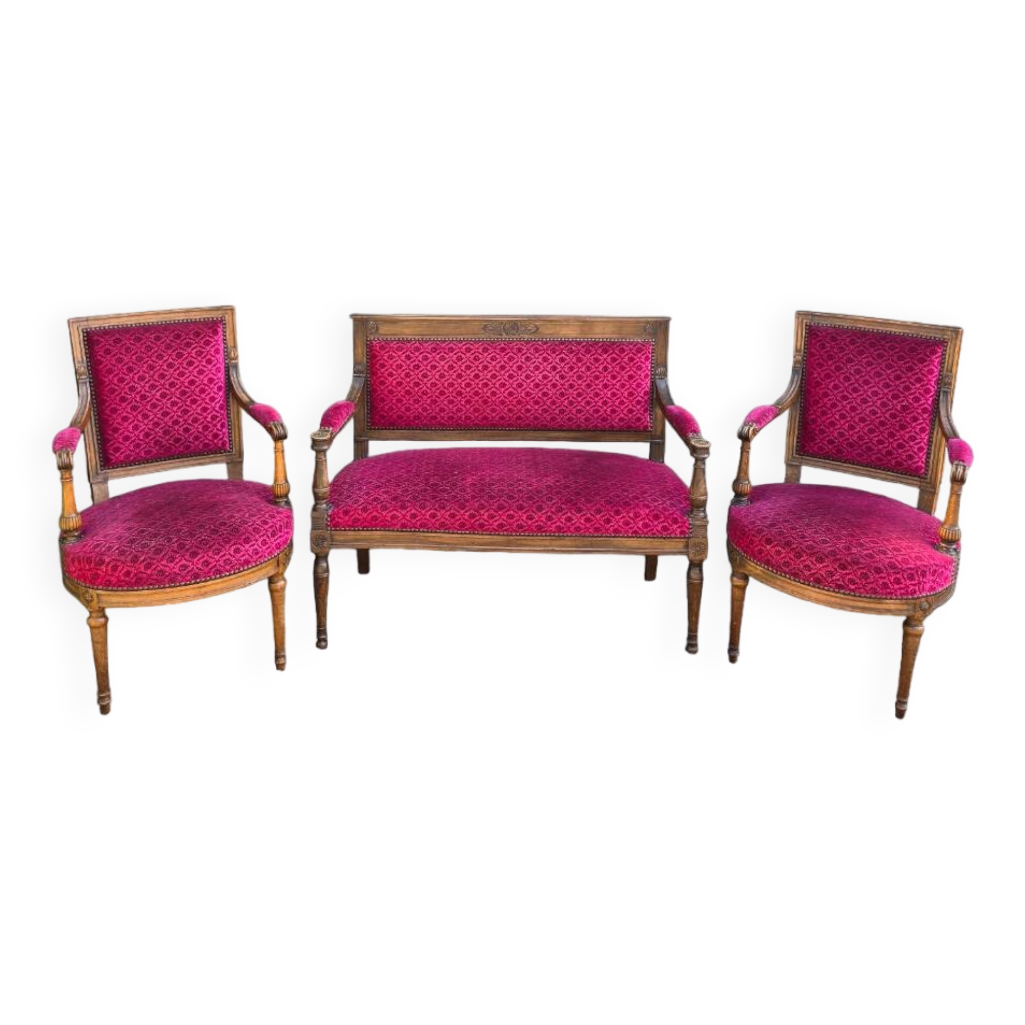 Salon Louis XVI - Banquette et deux fauteuils