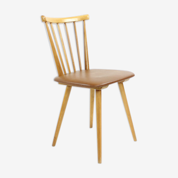 Mid century chair in oak & leatherette, Czechoslovakia 1960s