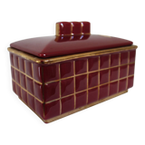 Art Deco box in burgundy ceramic art Poët Laval