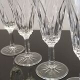4 chiseled crystal flutes with vintage foot