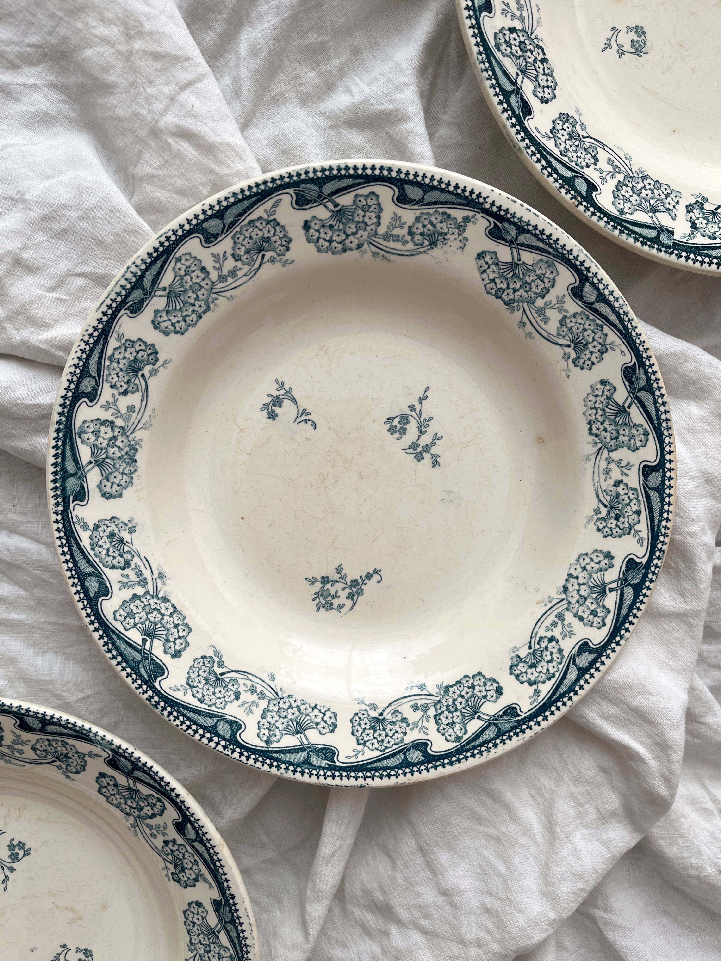 3 ironstone soup plates "Milan" Creil and Montereau