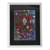 framed painting "red boats" signed