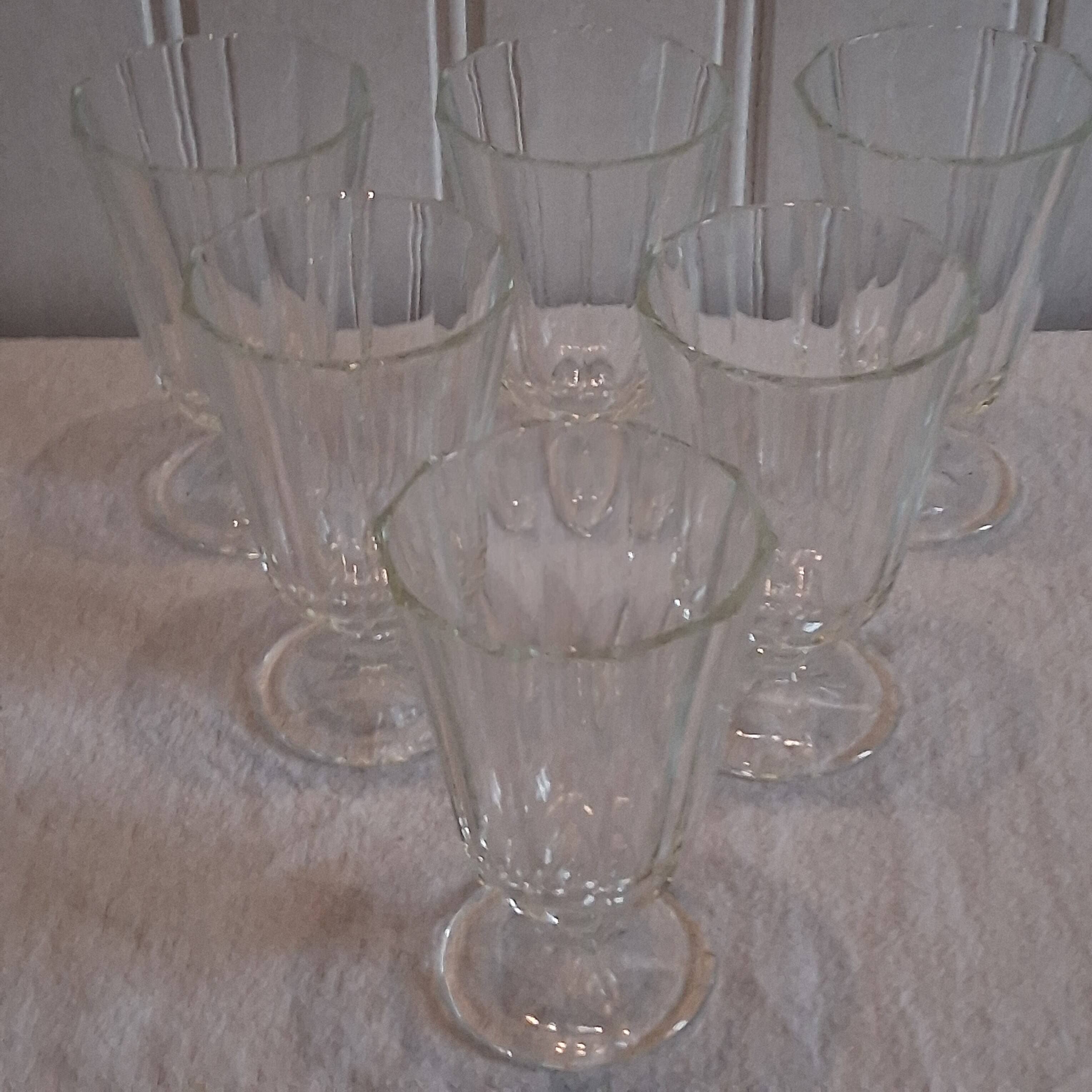 Set of 6 antique faceted stemmed wine glasses in very good condition.