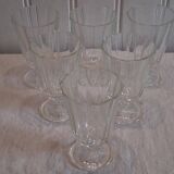 Set of 6 antique faceted stemmed wine glasses in very good condition.