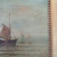 Tableau xix marine hst signée moreno, bateaux à voile barque pêcheurs, cadre peinture huile toile