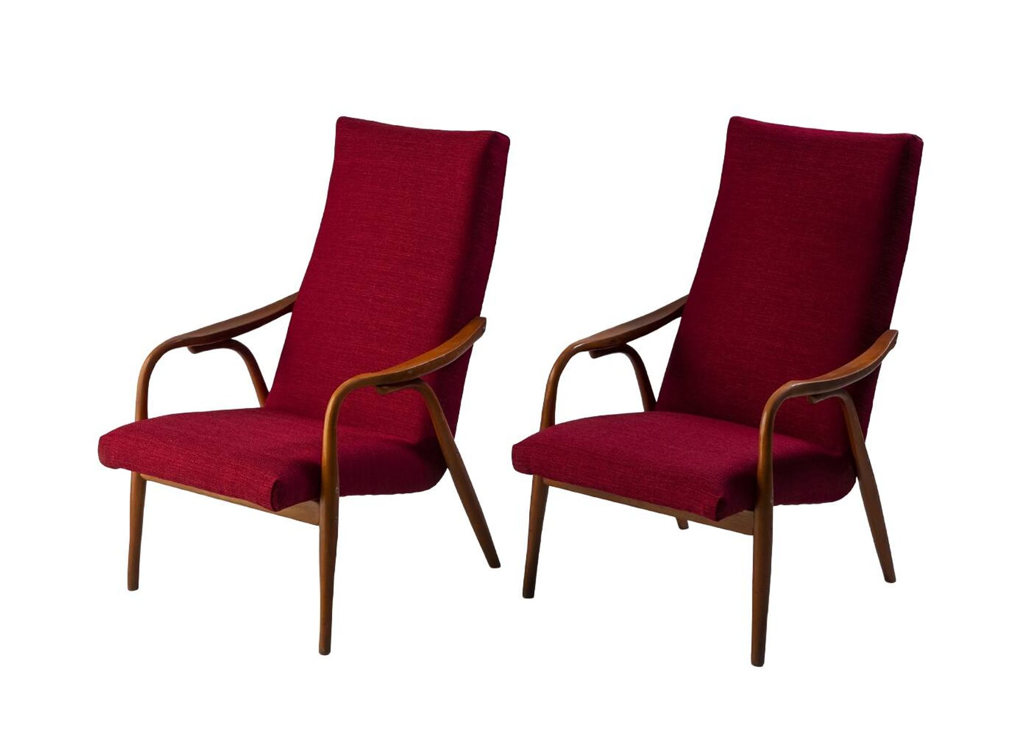 Pair of mid-century modern bentwood armchairs by TON, 1970s, Czechoslovakia