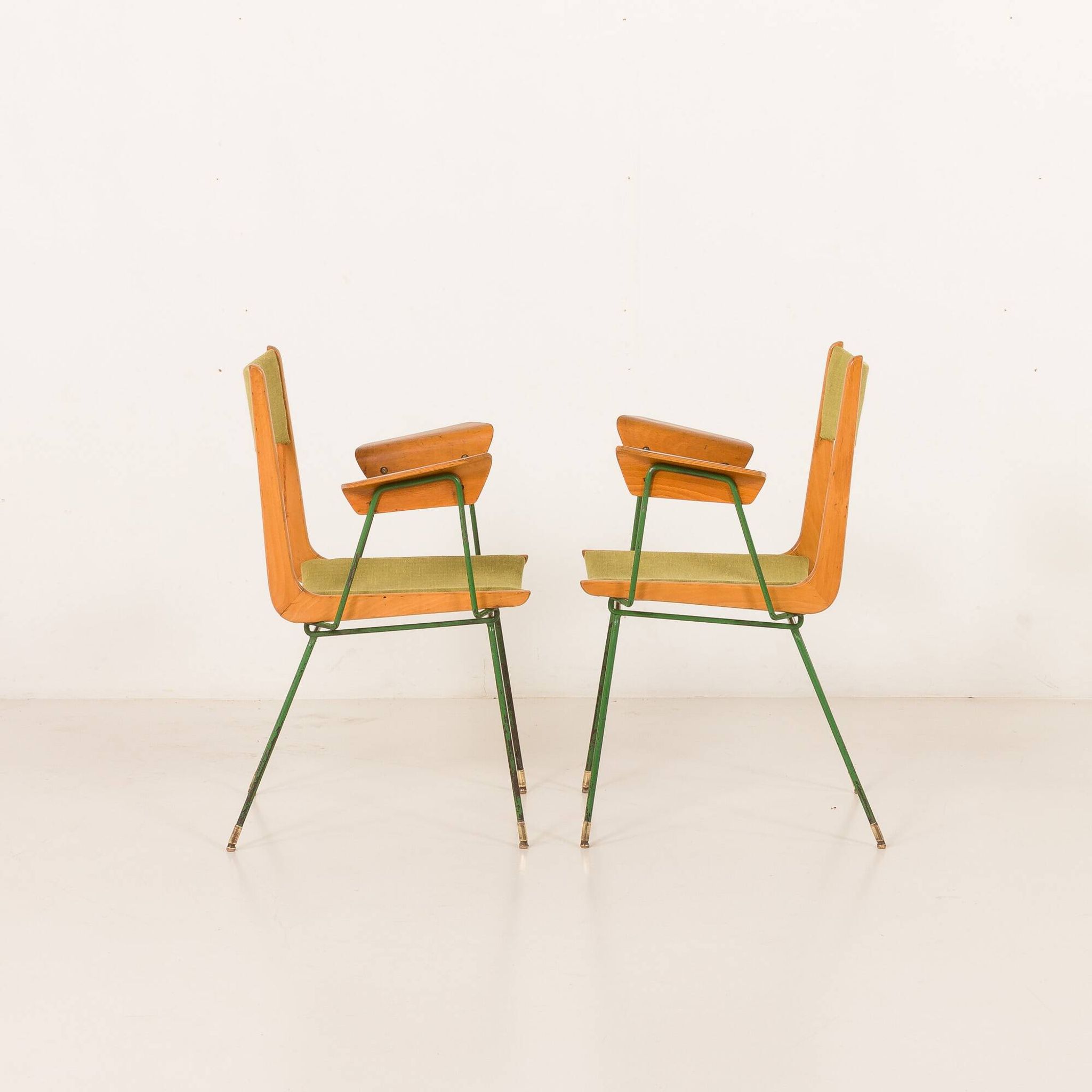 Boomerang chair attr. to Carlo De Carli, set of 2, Italy 1950s