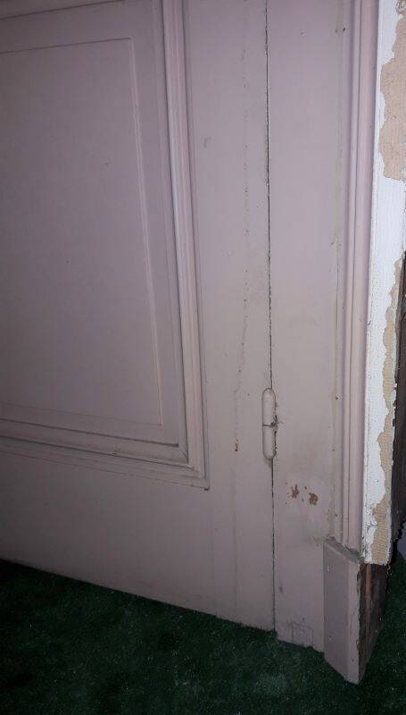 Large glazed door and its old glazed transom.