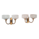 Pair of two-light wall sconces in gilded brass and blue from the 1950s.