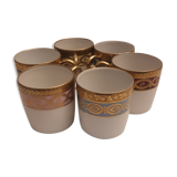 6 cups porcelain coffee limoges Empire style gold frieze