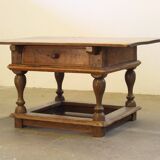 Antique Nordic Baroque Oak Table, Dated 1807