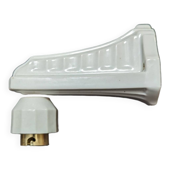 Old porcelain art deco bathroom wall light 1930