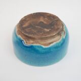 blue ceramic bowl with crackled enamel
