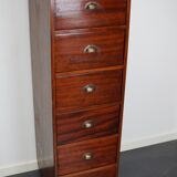 Dutch Industrial Mahogany Apothecary Cabinet, Mid-20th Century