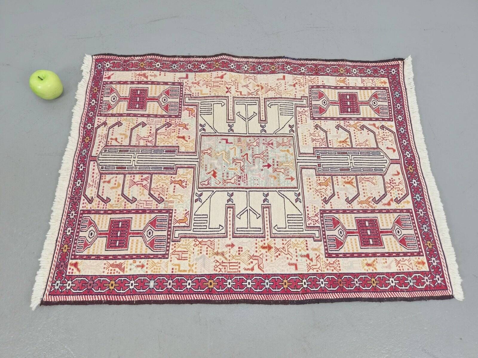 Handmade Kilim Soumak Shahsavan Rug in Wool and Silk, 1960